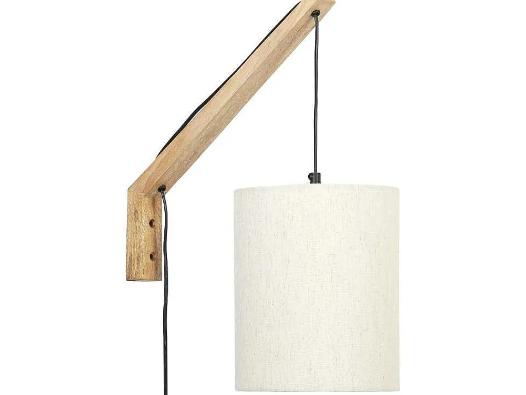 Set Van 2 Wandlampen Met Scandinavische Stijl - D35 X H48 Cm - Hout En Stof - Naturel En Beige - Paliana-OZAIA Clearance