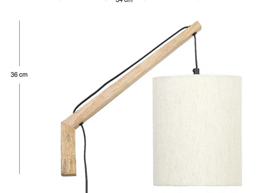 Set Van 2 Wandlampen Met Scandinavische Stijl - D35 X H48 Cm - Hout En Stof - Naturel En Beige - Paliana-OZAIA Clearance