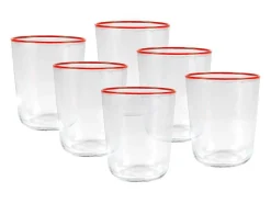 Set Van 6 Waterglazen Met Oranje Rand - 31,5 Cl - D. 8 X H. 9,5 Cm - Azuran-OZAIA Discount
