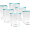 Set Van 6 Waterglazen Met Een Blauwe Rand Van 31,5 Cl - D. 8 X H. 9,5 Cm - Azuran-OZAIA Outlet