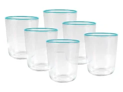 Set Van 6 Waterglazen Met Een Blauwe Rand Van 31,5 Cl - D. 8 X H. 9,5 Cm - Azuran-OZAIA Outlet