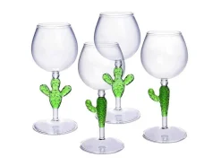 Set Van 4 Wijnglazen Met Cactusvoet - Transparant En Groen - O8,5 X H19,5 Cm - Gellif-OZAIA Best