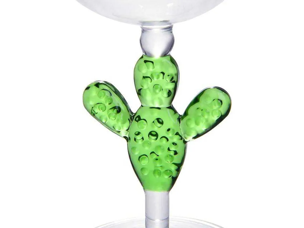 Set Van 4 Wijnglazen Met Cactusvoet - Transparant En Groen - O8,5 X H19,5 Cm - Gellif-OZAIA Best