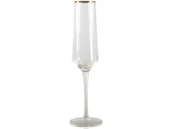 Set Van Geribbelde Champagneglazen Art-Decostijl Celebration - 7 X 7 X 26 Cm - Gouden Rand-OZAIA Hot