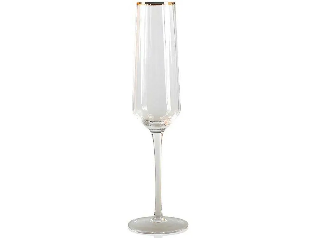 Set Van Geribbelde Champagneglazen Art-Decostijl Celebration - 7 X 7 X 26 Cm - Gouden Rand-OZAIA Hot