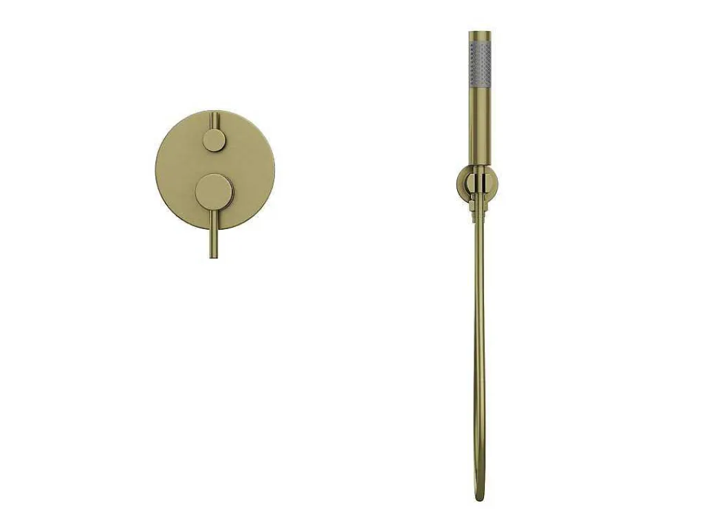 Set Van Inbouwdouche Met Mechanische Mengkraan - Goud Met Geborstelde Afwerking - Tamise-Shower & Design Clearance