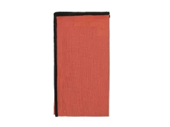 Set Van Tafellaken + 4 Servetten Van Linnen En Katoen - Zwarte Rand - Terracotta - 170 X 300 Cm - Borina-OZAIA Hot
