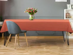 Set Van Tafellaken + 4 Servetten Van Linnen En Katoen - Zwarte Rand - Terracotta - 170 X 300 Cm - Borina-OZAIA Hot