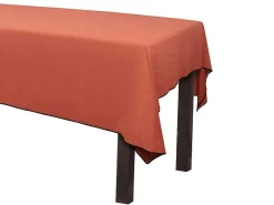 Set Van Tafellaken + 4 Servetten Van Linnen En Katoen - Zwarte Rand - Terracotta - 170 X 170 Cm - Borina-OZAIA Hot