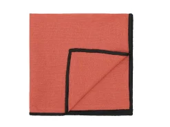 Set Van Tafellaken + 4 Servetten Van Linnen En Katoen - Zwarte Rand - Terracotta - 170 X 170 Cm - Borina-OZAIA Hot