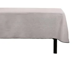 Set Van Tafellaken + 4 Servetten Van Linnen En Katoen - Zwarte Rand - Taupegrijs - 170 X 250 Cm - Borina-OZAIA New