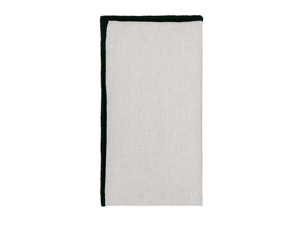 Set Van Tafellaken + 4 Servetten Van Linnen En Katoen - Zwarte Rand - Taupegrijs - 170 X 250 Cm - Borina-OZAIA New