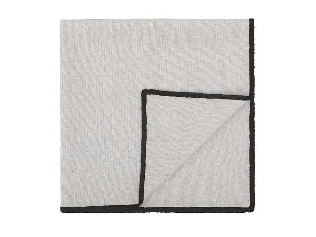Set Van Tafellaken + 4 Servetten Van Linnen En Katoen - Zwarte Rand - Taupegrijs - 170 X 300 Cm - Borina-OZAIA Discount