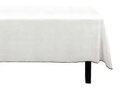 Set Van Tafellaken + 4 Servetten Van Linnen En Katoen - Zwarte Rand - Wit - 170 X 300 Cm - Borina-OZAIA Online