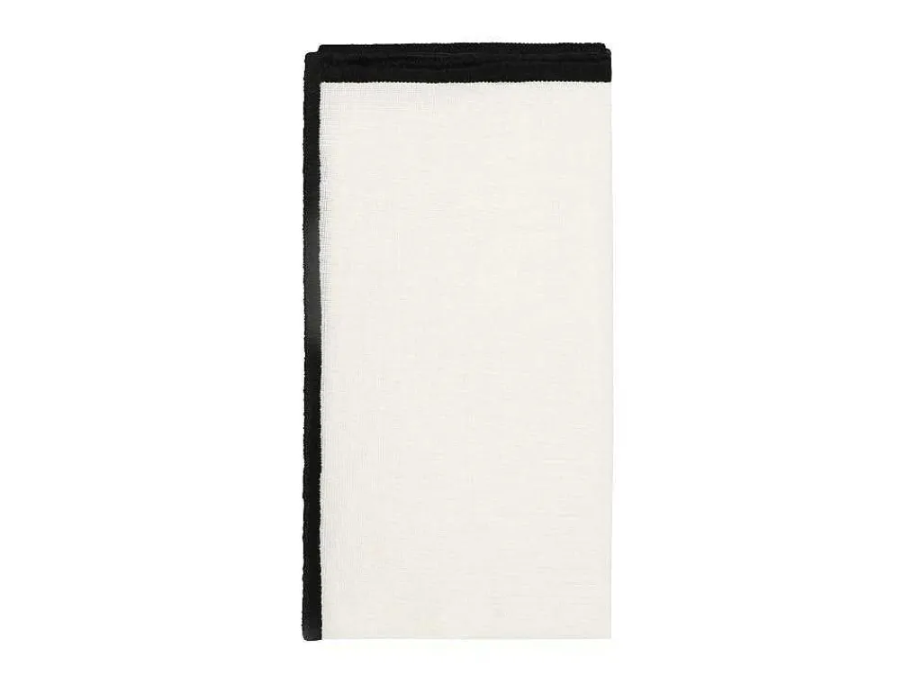 Set Van Tafellaken + 4 Servetten Van Linnen En Katoen - Zwarte Rand - Wit - 170 X 300 Cm - Borina-OZAIA Online