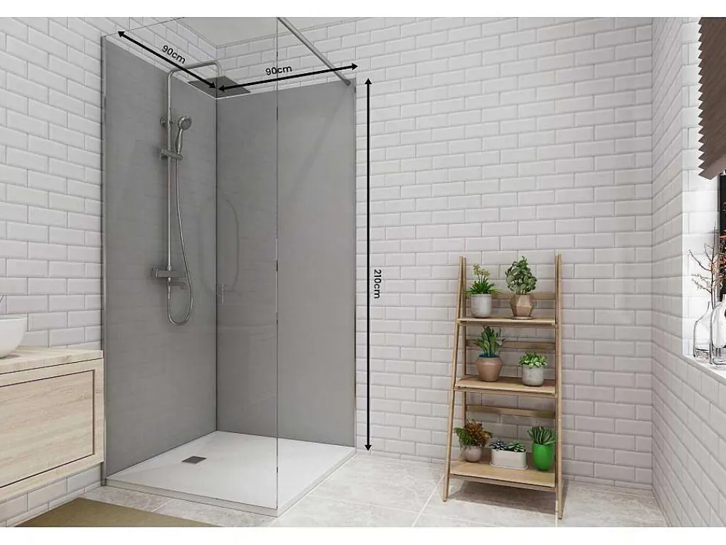 Set Van Twee Douchewandpanelen Inclusief Profielen - 2X L90Cm X H210 Cm-Shower & Design Clearance