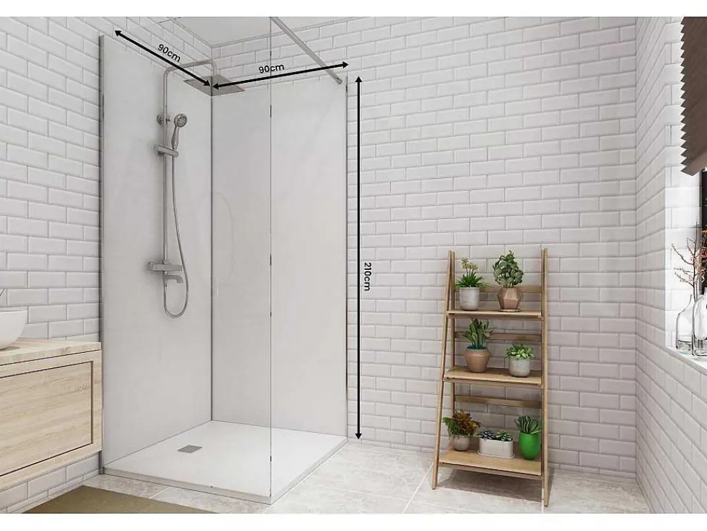 Set Van Twee Douchewandpanelen Inclusief Profielen - 2X L90Cm X H210 Cm-Shower & Design New