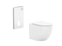 Set Voor Hang-Wc Met Decoratief Voorwandsysteem - Glanzend Wit - Javoine-Vente-unique Discount