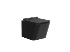 Set Voor Hang-Wc Van Mat Zwart Keramiek Met Optie Voorwandsysteem En Ronde Bedieningsplaat - Clemona-Vente-unique Discount