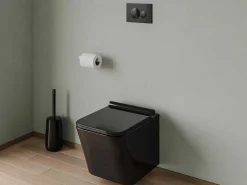 Set Voor Hang-Wc Van Mat Zwart Keramiek Met Optie Voorwandsysteem En Ronde Bedieningsplaat - Clemona-Vente-unique Discount