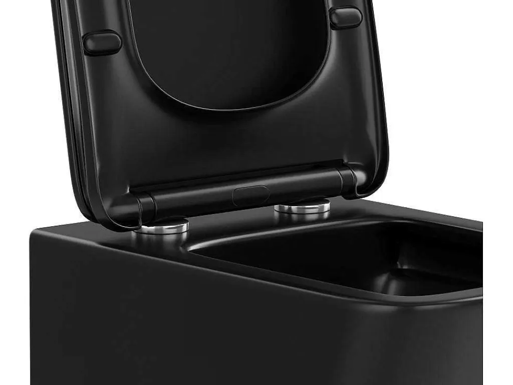Set Voor Hang-Wc Van Mat Zwart Keramiek Met Optie Voorwandsysteem En Ronde Bedieningsplaat - Clemona-Vente-unique Discount