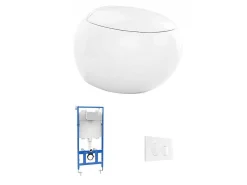 Set Voor Hang-Wc Van Wit Keramiek Met Voorwandsysteem En Bedieningsplaat - Huro Ii-Vente-unique Clearance