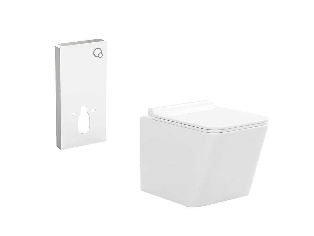 Set Voor Witte Hang-Wc Met Decoratief Voorwandsysteem - Clemona-Vente-unique Hot