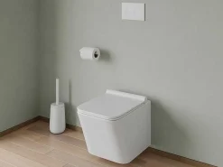 Set Voor Witte Hang-Wc Met Voorwandsysteem En Witte Ronde Bedieningsplaat - Clemona-Vente-unique New