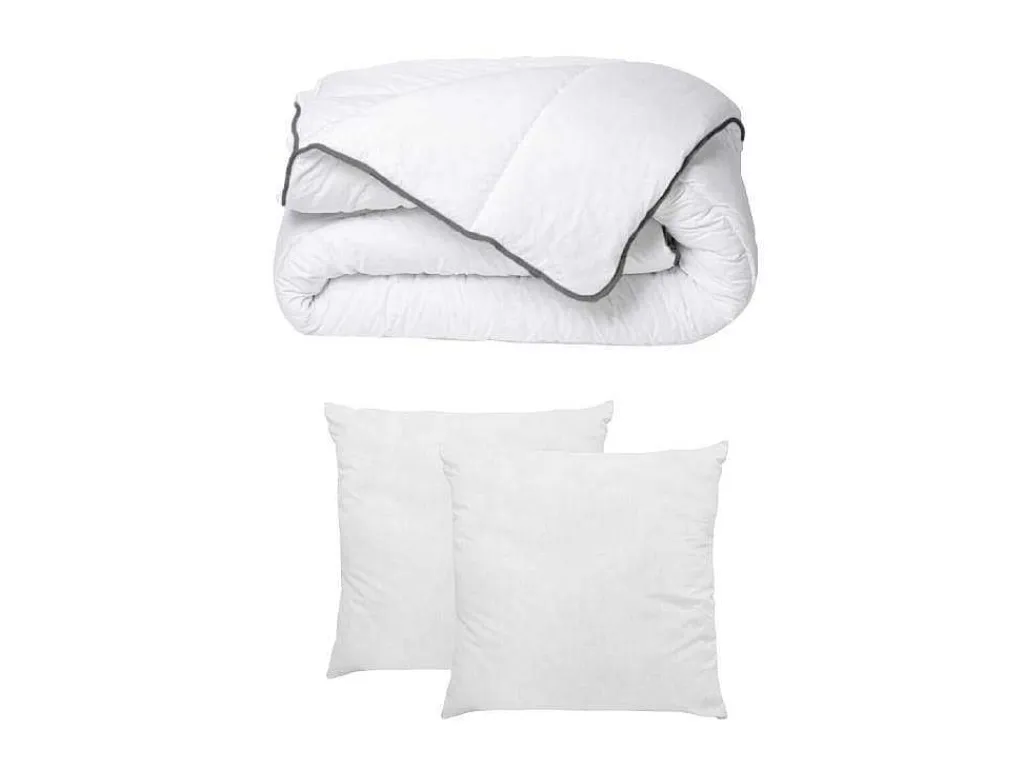 Set Zijdezacht Dekbed 200 X 200 Cm + 2 Hoofdkussens 60 X 60 Cm - Wit - Biesya-DREAMEA Hot