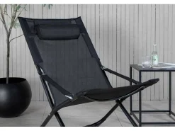 Seville Tuinligstoel, Opvouwbare Strandstoel Zwart.-Vente-unique Online