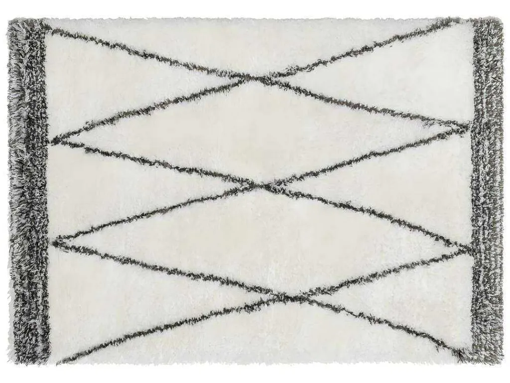 Shaggy Hoogpolig Tapijt Berberstijl Hania - Polyester - 160 X 230 Cm - Beige En Grijs-OZAIA New