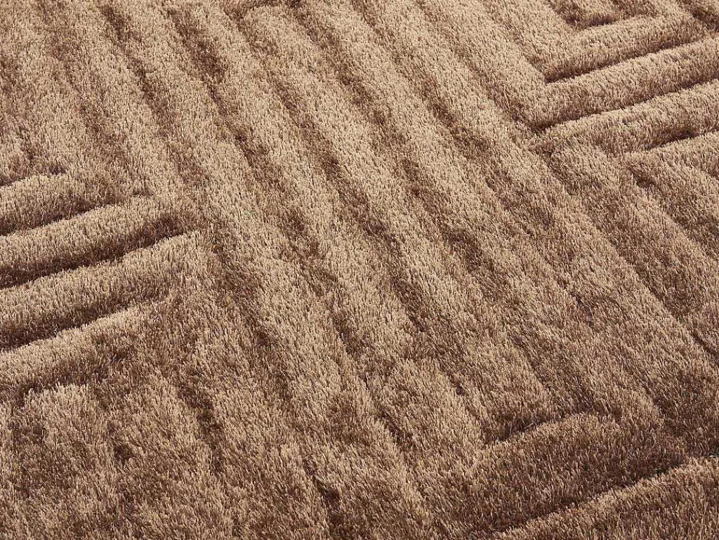 Shaggy Hoogpolig Vloerkleed In Relief - 160 X 230 Cm - Donkerbruin - Maze-OZAIA Best