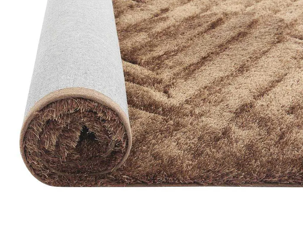 Shaggy Hoogpolig Vloerkleed In Relief - 160 X 230 Cm - Donkerbruin - Maze-OZAIA Best