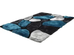 Shaggy Tapijt Pietra Turquoise En Grijs - Polyester - 120 X 170 Cm-OZAIA