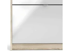 Shane Schoenenkast 3 Klapdeuren 2R, 1 Deur Eikenstructuur Decor, Wit Hoogglans.-Vente-unique Sale