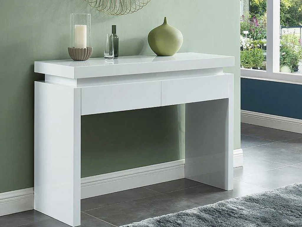 Sidetable Emerson - Met Led-Verlichting - 2 Lades - Wit Gelakt Mdf-Vente-unique Outlet