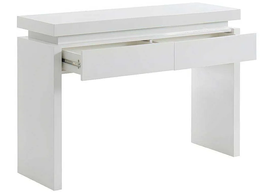Sidetable Emerson - Met Led-Verlichting - 2 Lades - Wit Gelakt Mdf-Vente-unique Outlet