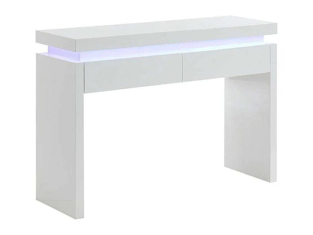 Sidetable Emerson - Met Led-Verlichting - 2 Lades - Wit Gelakt Mdf-Vente-unique Outlet