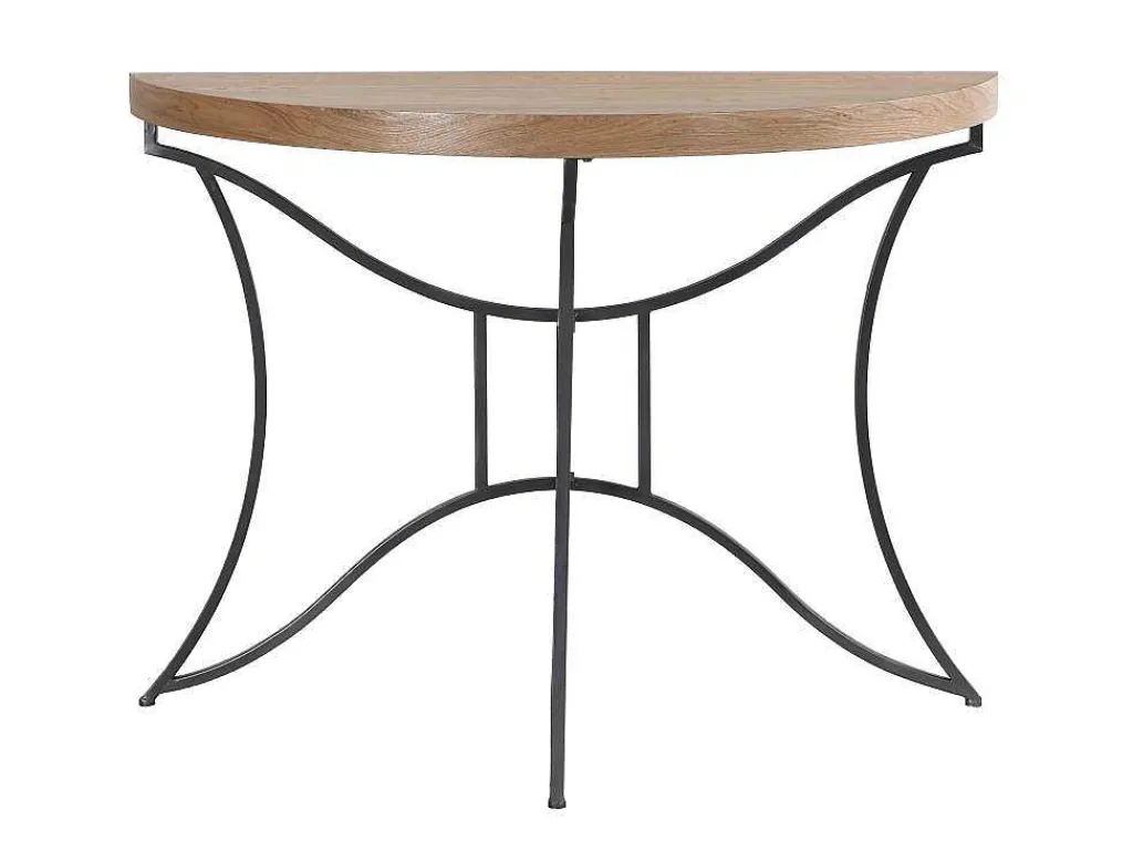 Sidetable In Mdf En Metaal - Houtlook En Zwart - Lolana-Vente-unique New