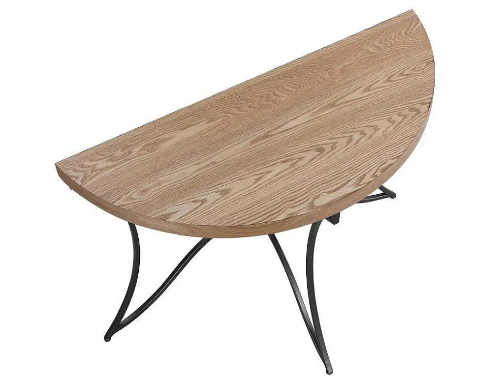 Sidetable In Mdf En Metaal - Houtlook En Zwart - Lolana-Vente-unique New