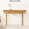 Sidetable Met 3 Lades In Teak - Kleur: Houtlook - Wekea-Vente-unique Discount