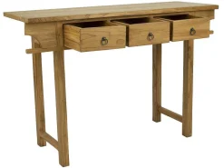 Sidetable Met 3 Lades In Teak - Kleur: Houtlook - Wekea-Vente-unique Discount