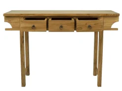 Sidetable Met 3 Lades In Teak - Kleur: Houtlook - Wekea-Vente-unique Discount