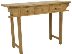 Sidetable Met 3 Lades In Teak - Kleur: Houtlook - Wekea-Vente-unique Discount