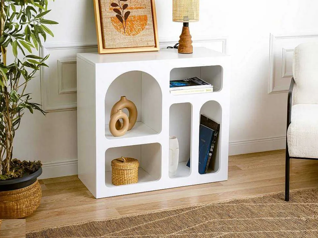 Sidetable Met 5 Nissen - Wit - Luela-Vente-unique