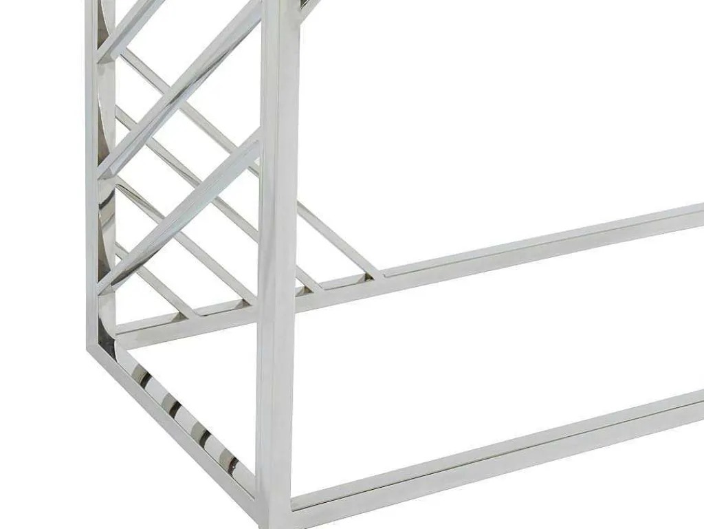 Sidetable Van Gehard Glas En Roestvrij Staal - Chroom - Simato - Van-PASCAL MORABITO Outlet