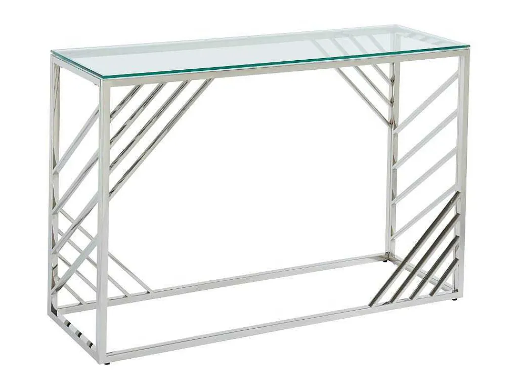 Sidetable Van Gehard Glas En Roestvrij Staal - Chroom - Simato - Van-PASCAL MORABITO Outlet