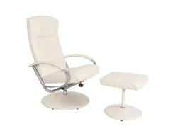 Siena Relaxfauteuil Met Kruk, Creme-Wit-Vente-unique Sale
