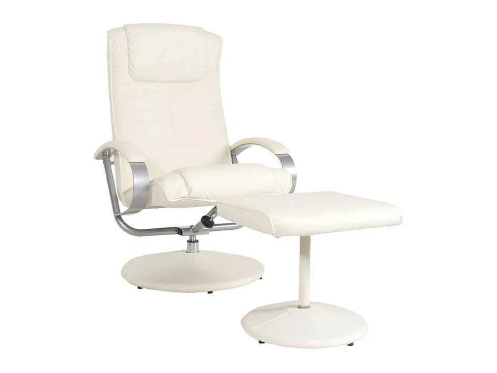 Siena Relaxfauteuil Met Kruk, Creme-Wit-Vente-unique Sale
