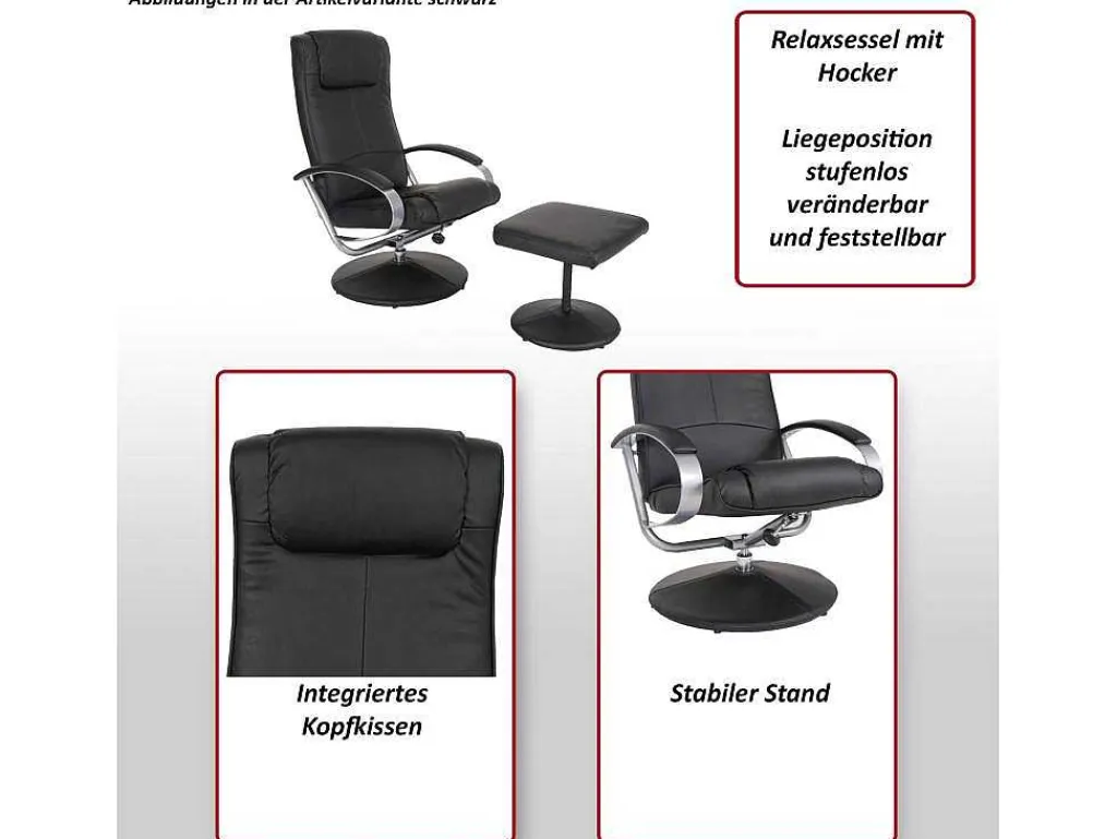 Siena Relaxfauteuil Met Kruk, Creme-Wit-Vente-unique Sale